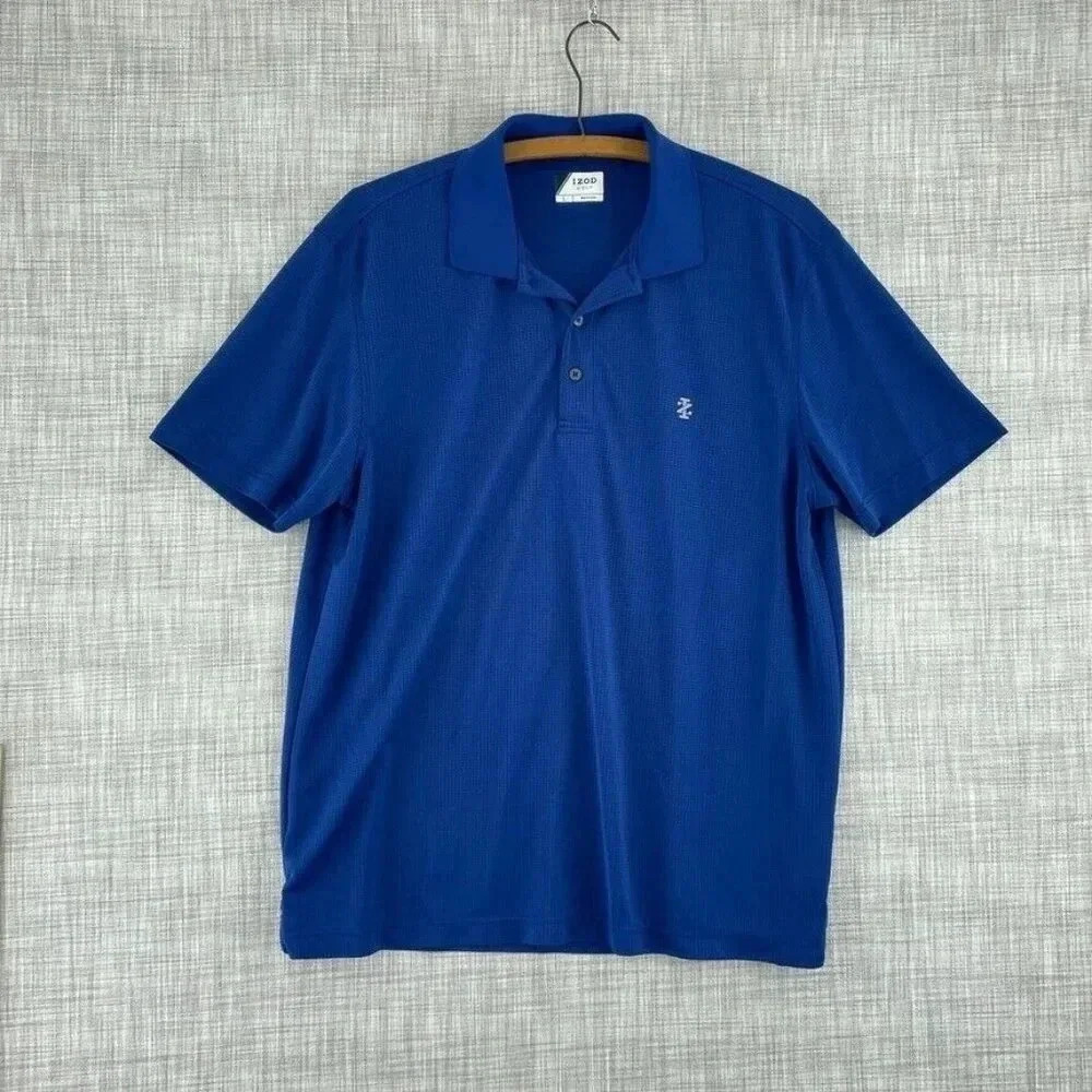 Izod Golf Polo Shirt Mens L blue 4033